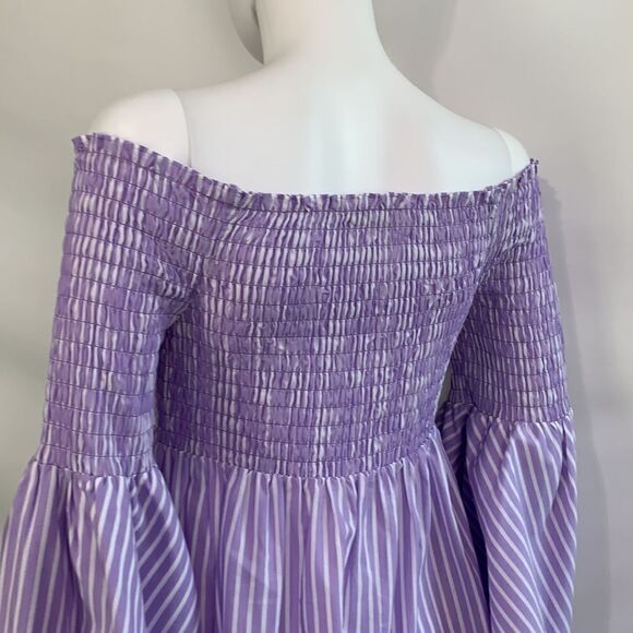 L’AGENCE lilac striped off shoulder top - Picture 6 of 7
